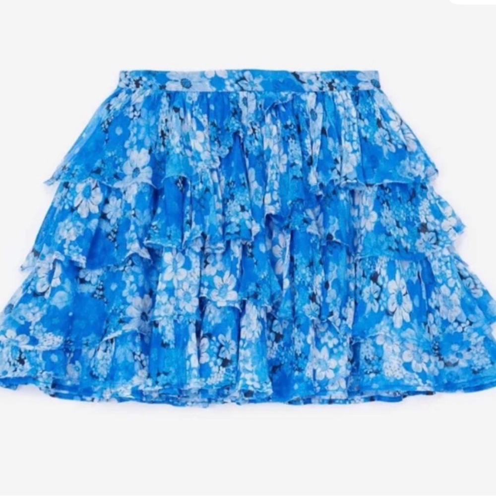 The Kooples Blue Floral Garden Mini Skirt